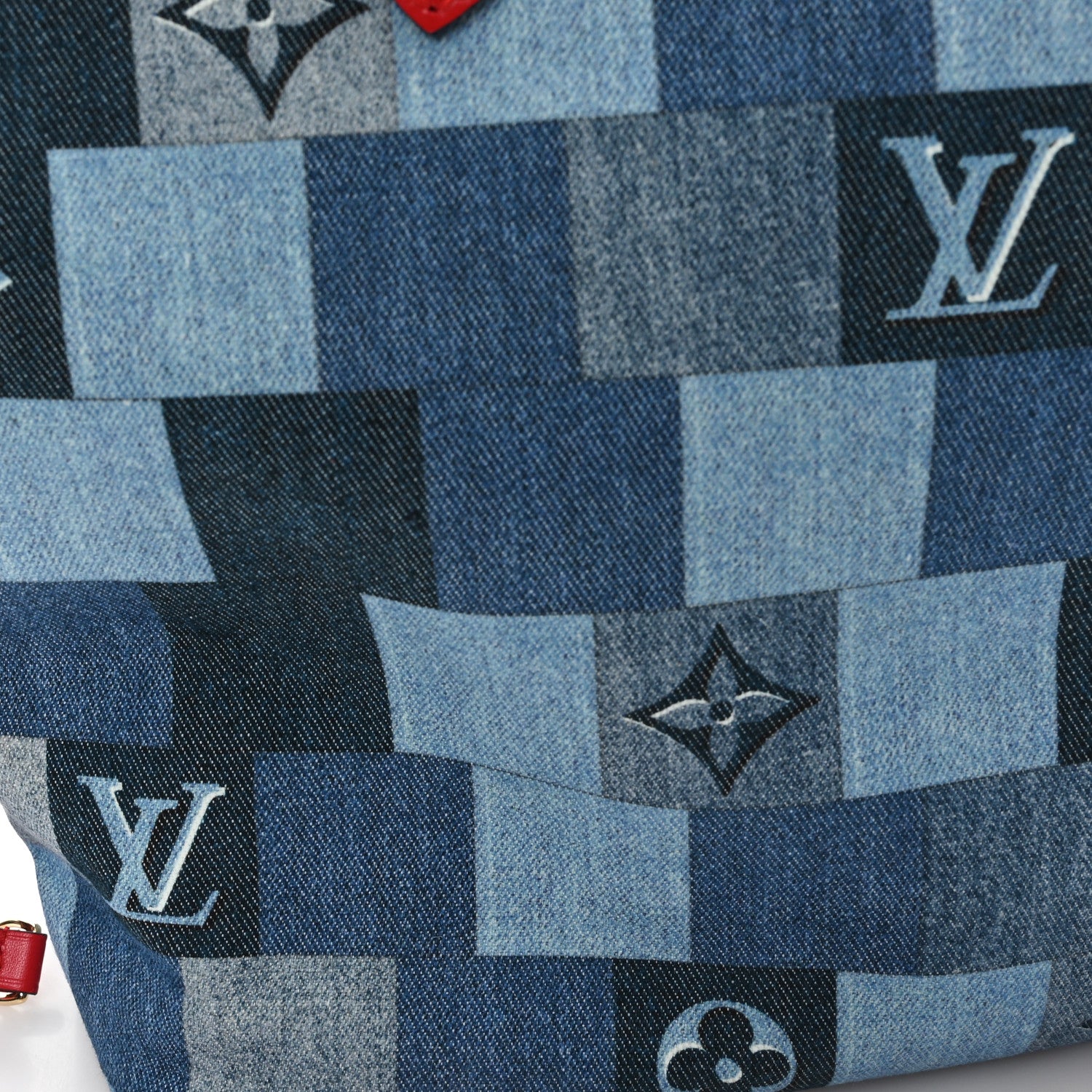 Louis Vuitton Denim Damier Monogram Patchwork Neverfull Blue Rouge 13 of 13