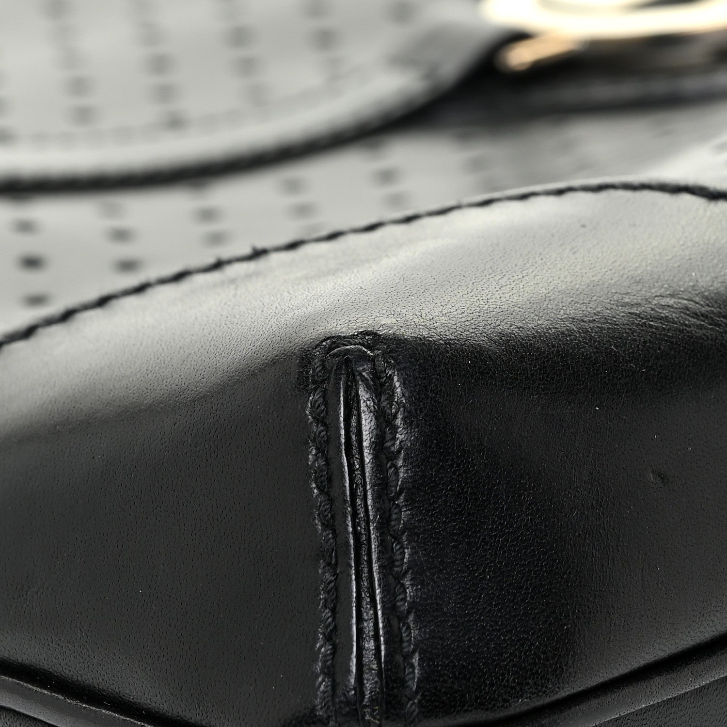 Gucci Calfskin Perforated GG Reins Hobo Black 9 of 18