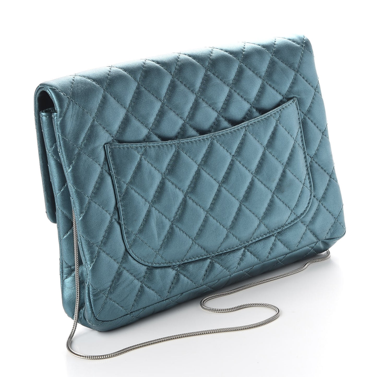 Metallic Calfskin Quilted Snake Chain 2.55 Reissue Flap Turquoise
