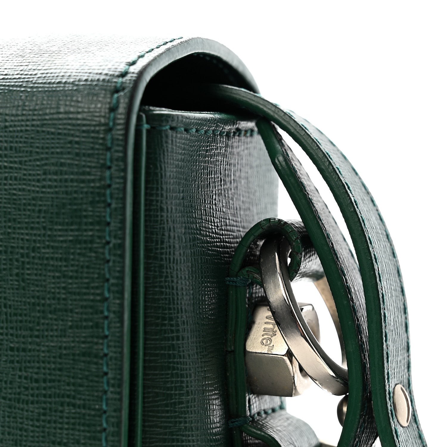 Off-White Saffiano Mini Binder Clip Bag Green 11 of 12