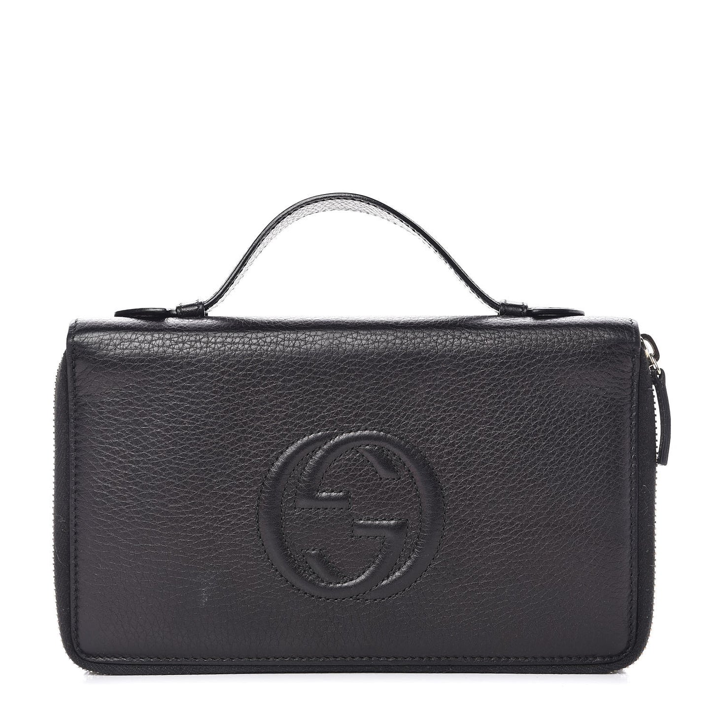 Pebbled Calfskin Soho Travel Document Case Black