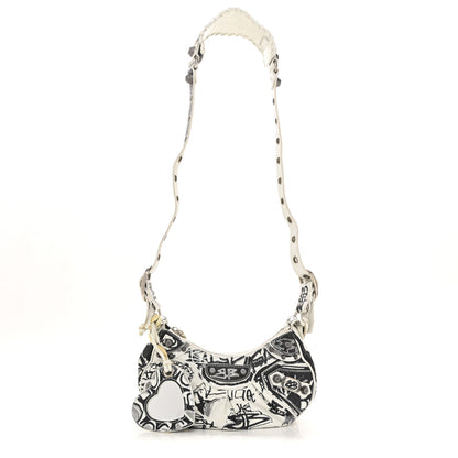 Balenciaga Agneau Arena Graffiti Le Cagole Shoulder Bag XS White Black 1 of 15