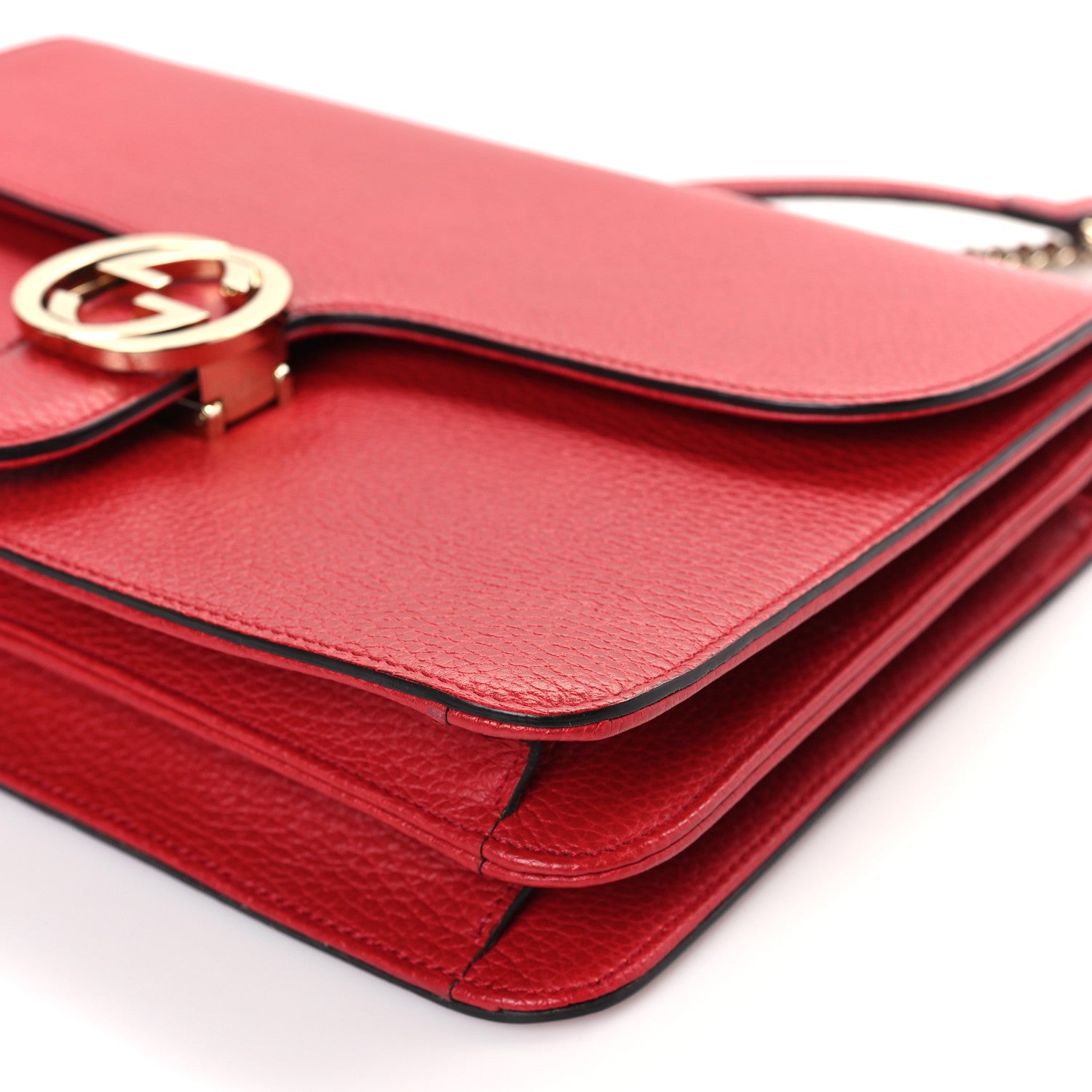Gucci Dollar Calfskin Interlocking G Shoulder Bag Red 9 of 9