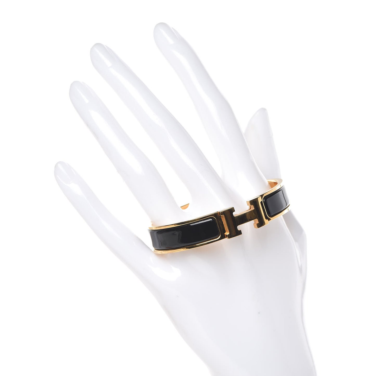 Enamel Narrow Clic Clac H Bracelet PM Black