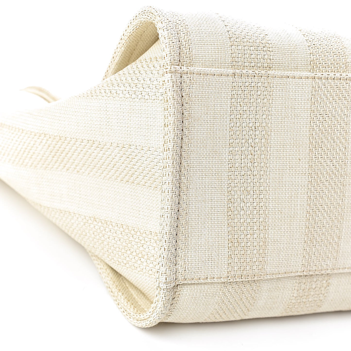 Straw Raffia Calfskin Striped Large Deauville Tote Beige