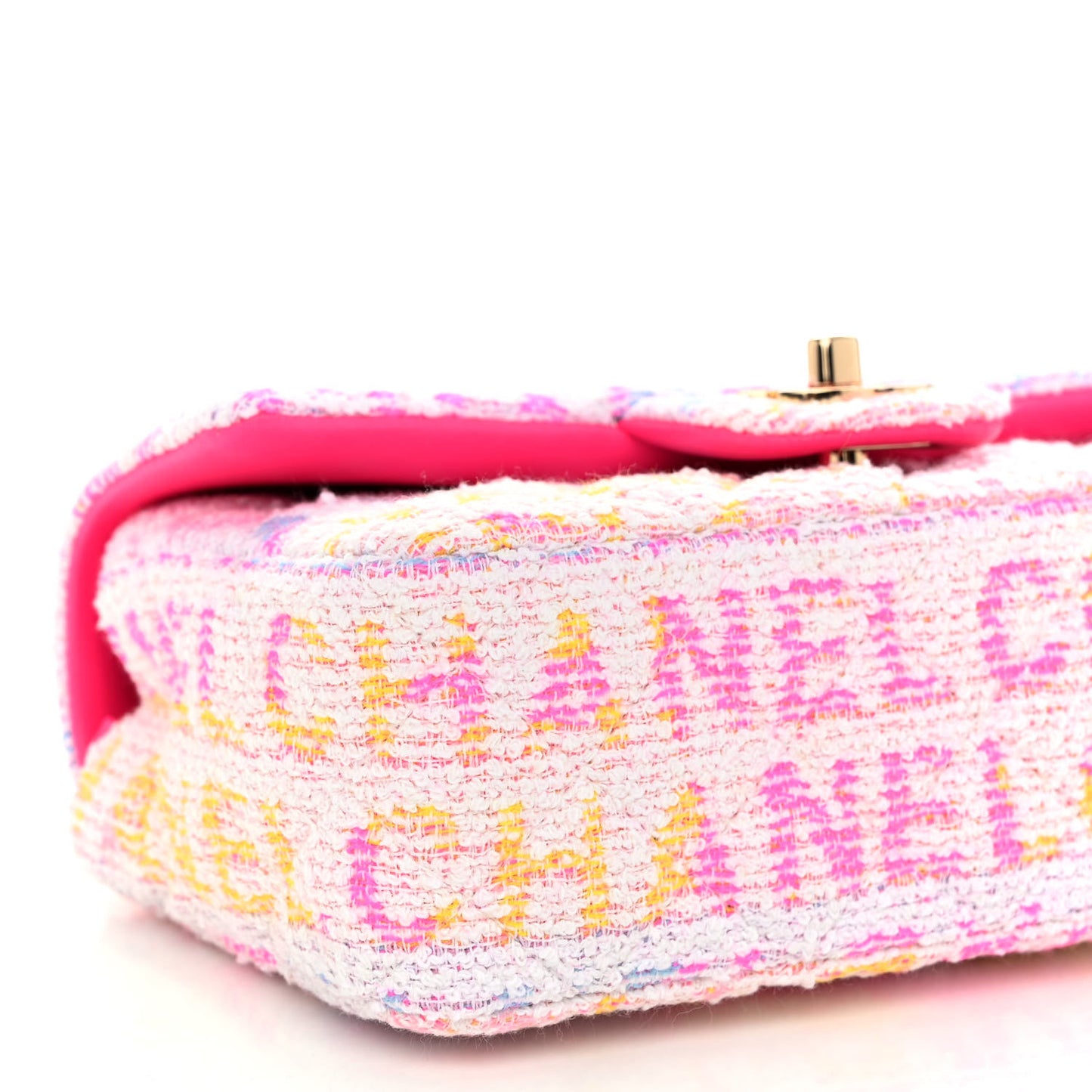 Tweed Quilted Mini Rectangular Flap Pink Multicolor