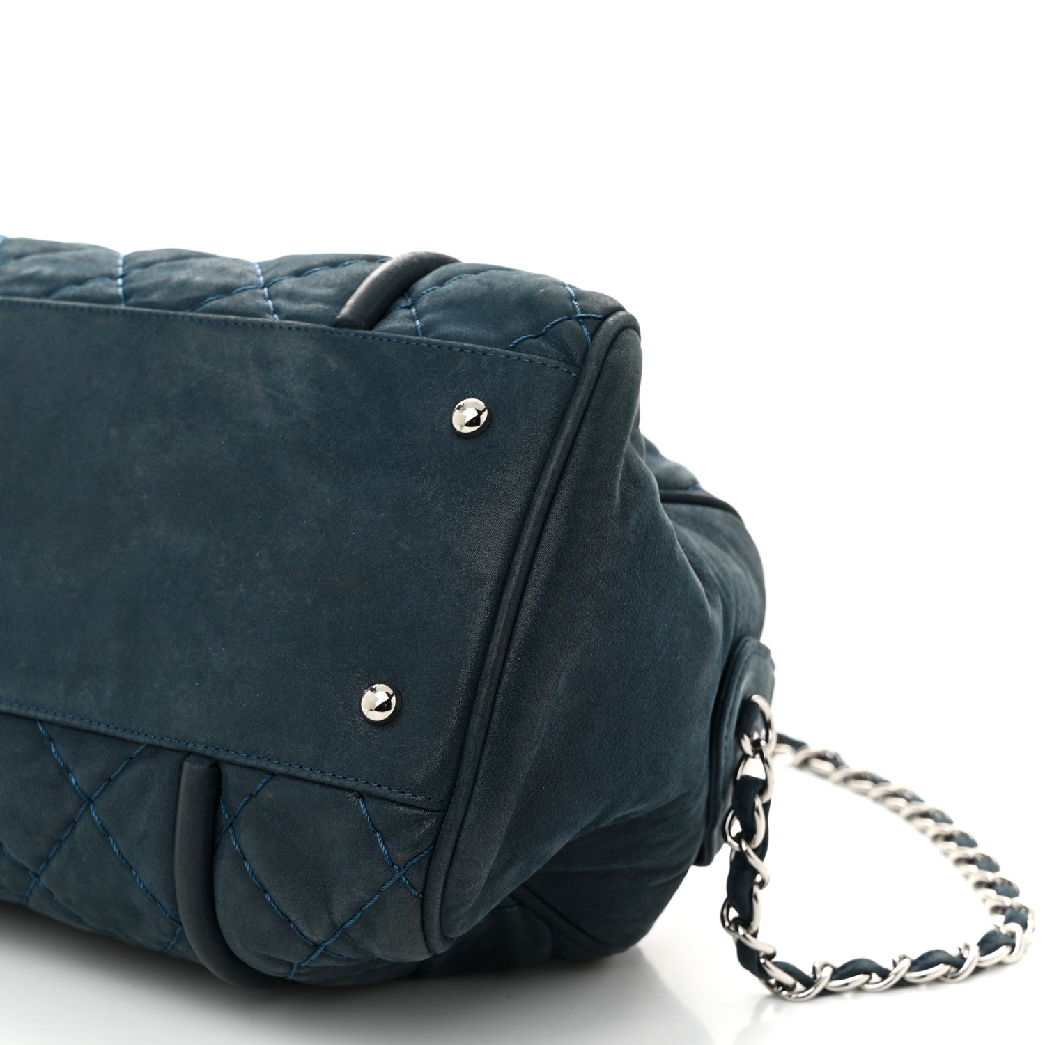 Chanel Iridescent Calfskin Quilted Relax CC Bowler Blue 10 of 12