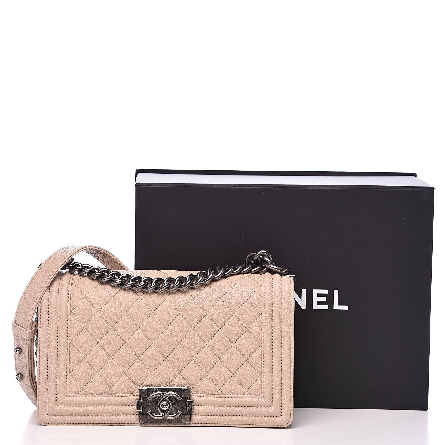 Chanel Caviar Quilted Medium Boy Flap Dark Beige 11 of 11