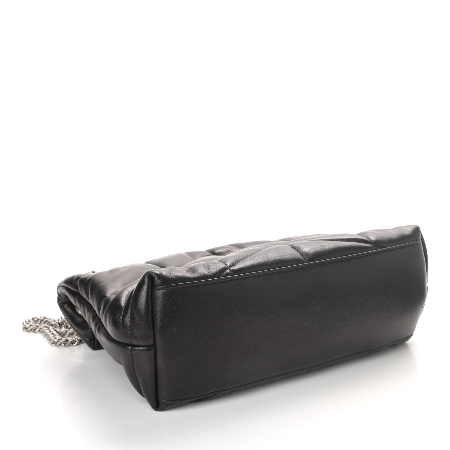 Lambskin Quilted Small Loulou Puffer Monogram Chain Satchel Black