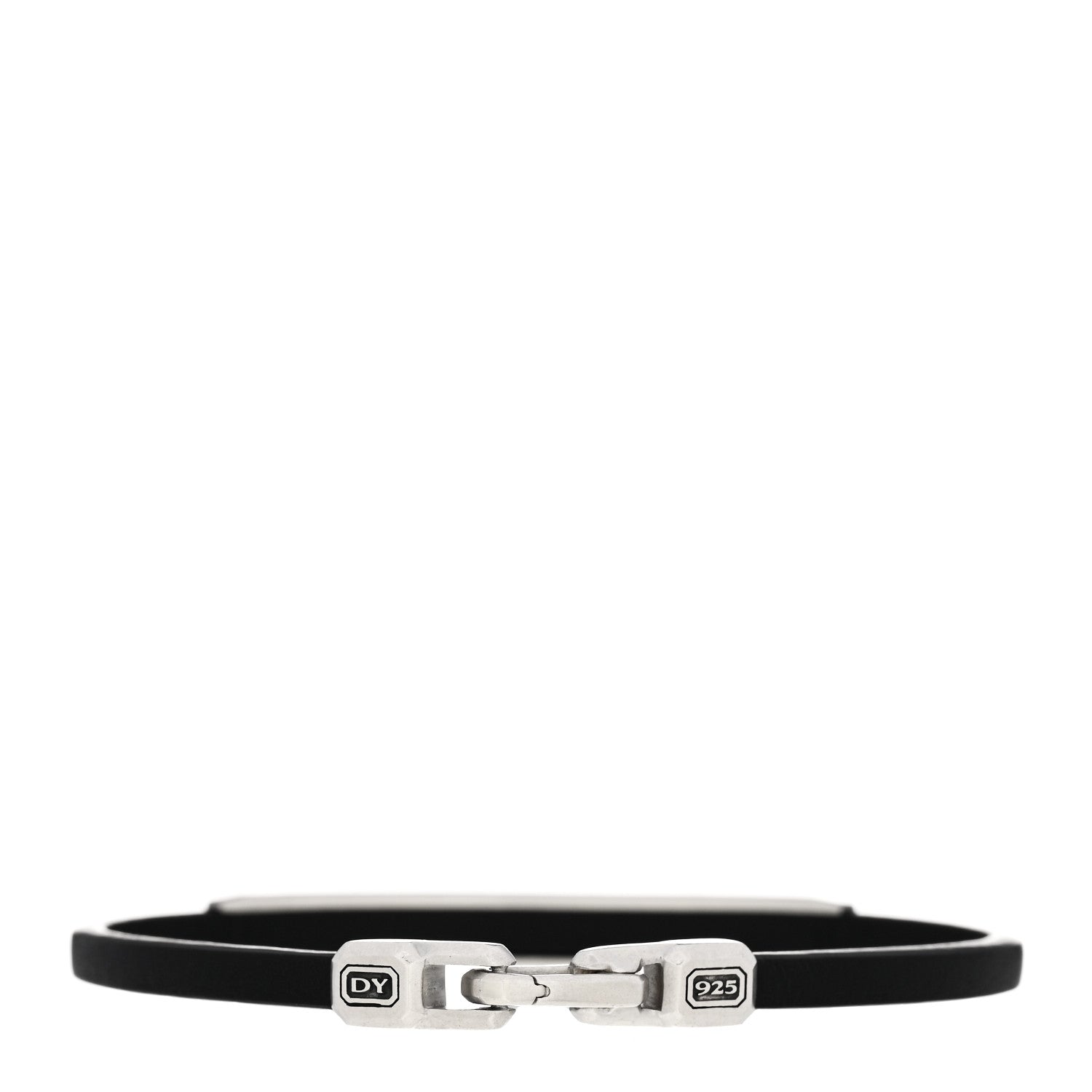 David Yurman Sterling Silver Emerald Leather Mens 4mm Streamline ID Bracelet 2 of 5