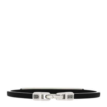 David Yurman Sterling Silver Emerald Leather Mens 4mm Streamline ID Bracelet 2 of 5