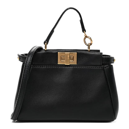 Fendi Nappa Micro Peekaboo Iconic Satchel Black 1 of 4