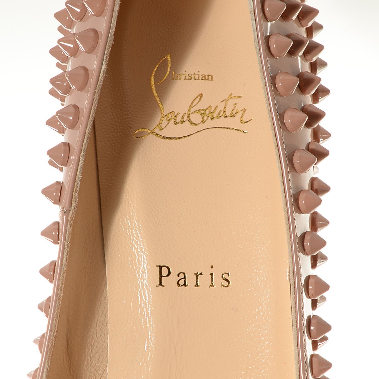 Christian Louboutin Patent Pigalle Spikes 100 Pumps 38.5 Nude 7 of 7