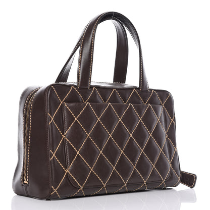 Chanel Calfskin Wild Stitch Top Handle Bag Brown 4 of 19