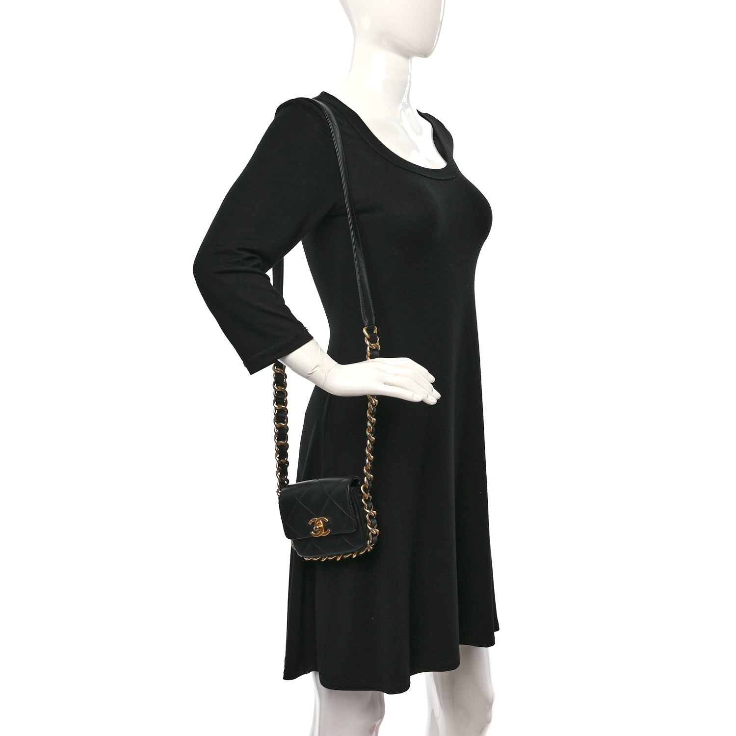 Chanel Calfskin Quilted Mini Framing Chain Bag Black 2 of 9