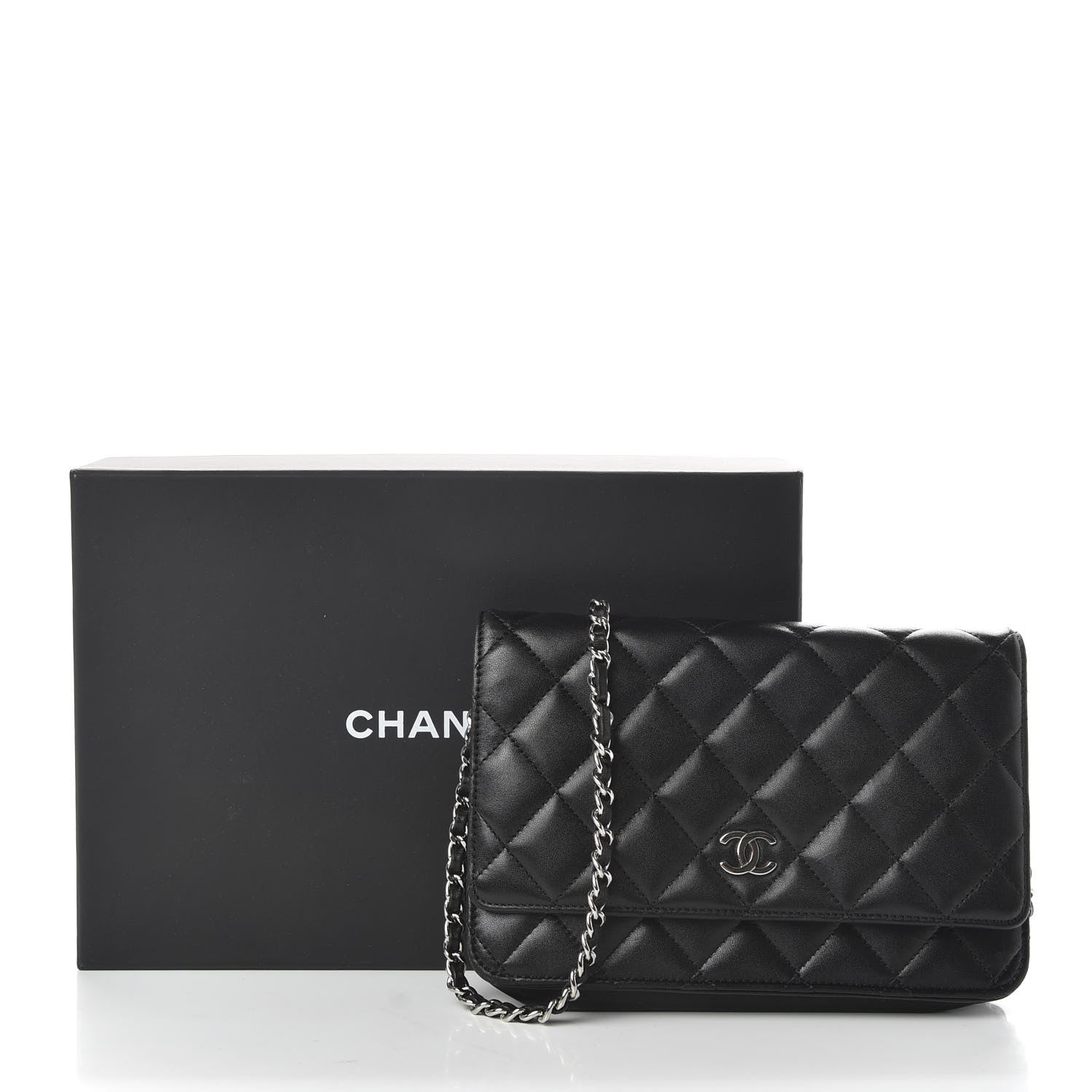 Chanel Lambskin Quilted Wallet On Chain WOC Black 11 of 11