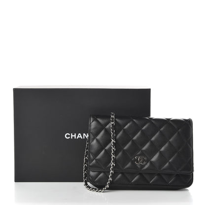Chanel Lambskin Quilted Wallet On Chain WOC Black 11 of 11