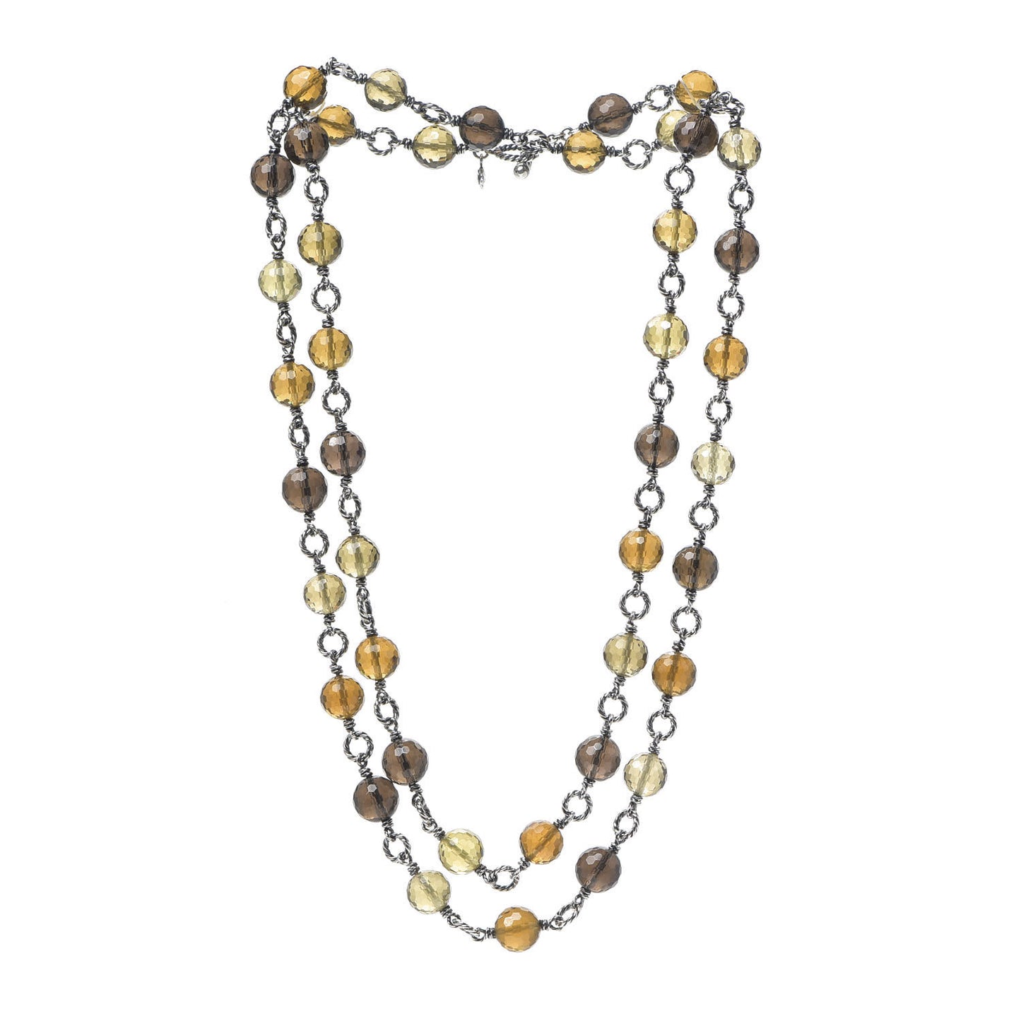 Sterling Silver Citrine Smoky Quartz Prasiolite Bijoux Necklace