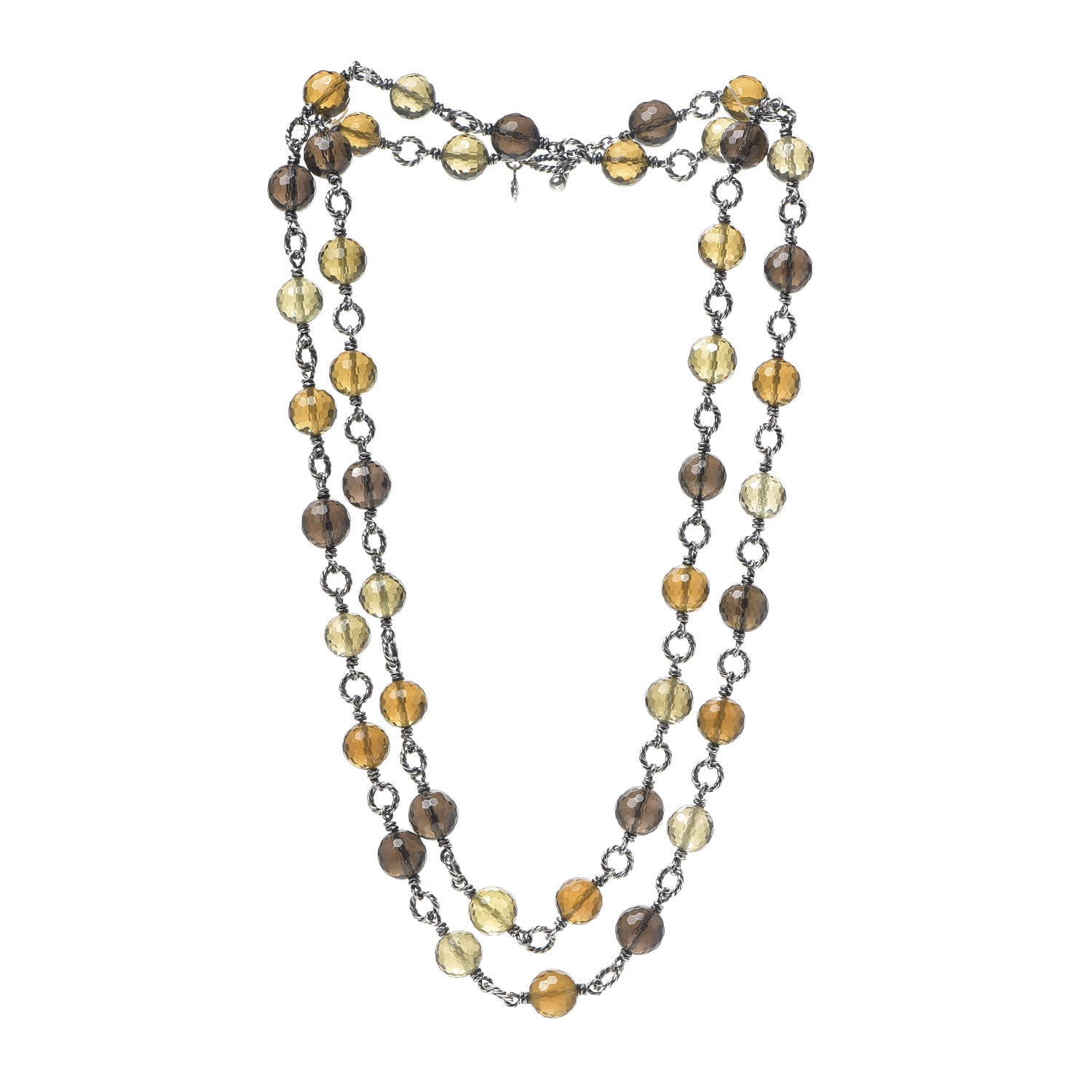 David Yurman Sterling Silver Citrine Smoky Quartz Prasiolite Bijoux Necklace 2 of 4