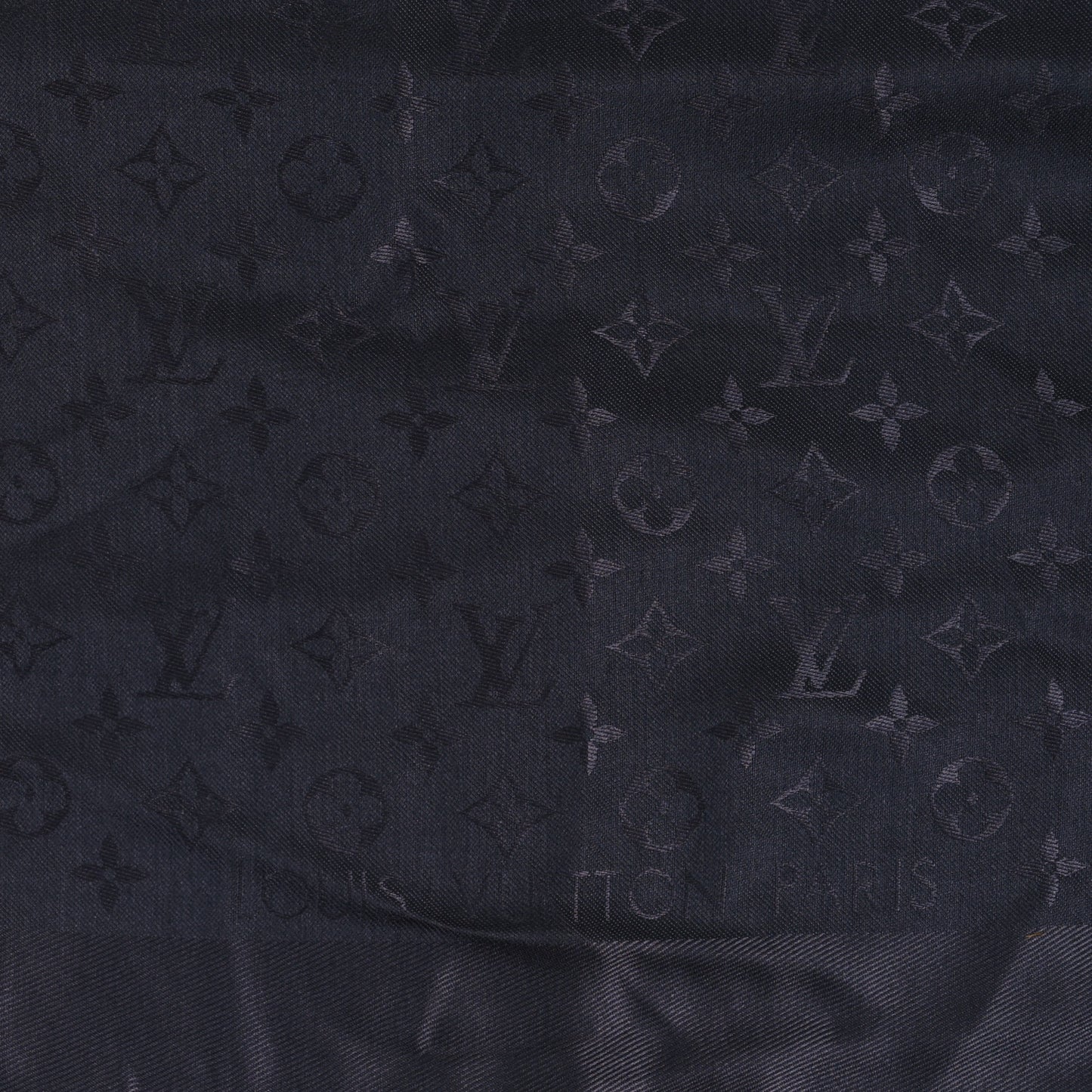 Silk Wool Monogram Shawl Charcoal Grey