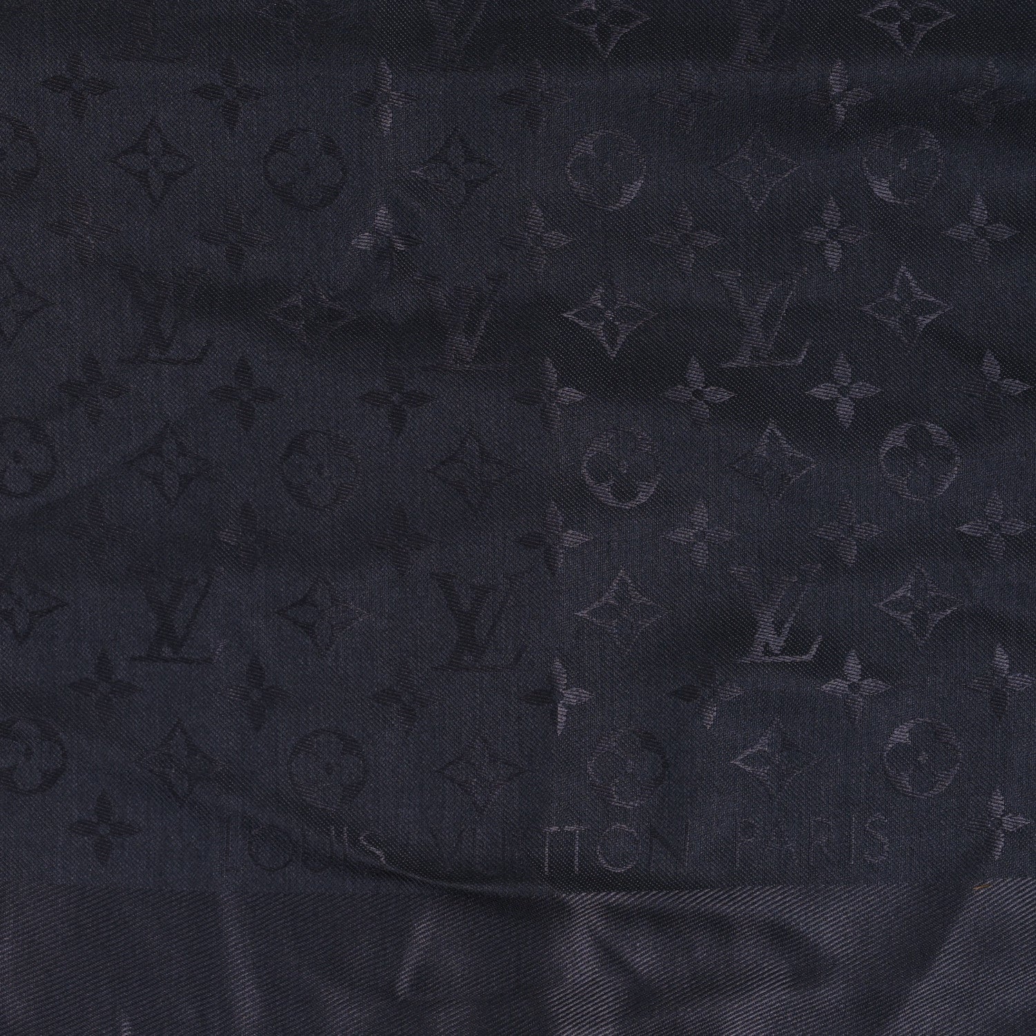 Louis Vuitton Silk Wool Monogram Shawl Charcoal Grey 2 of 3