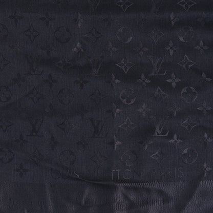 Louis Vuitton Silk Wool Monogram Shawl Charcoal Grey 2 of 3