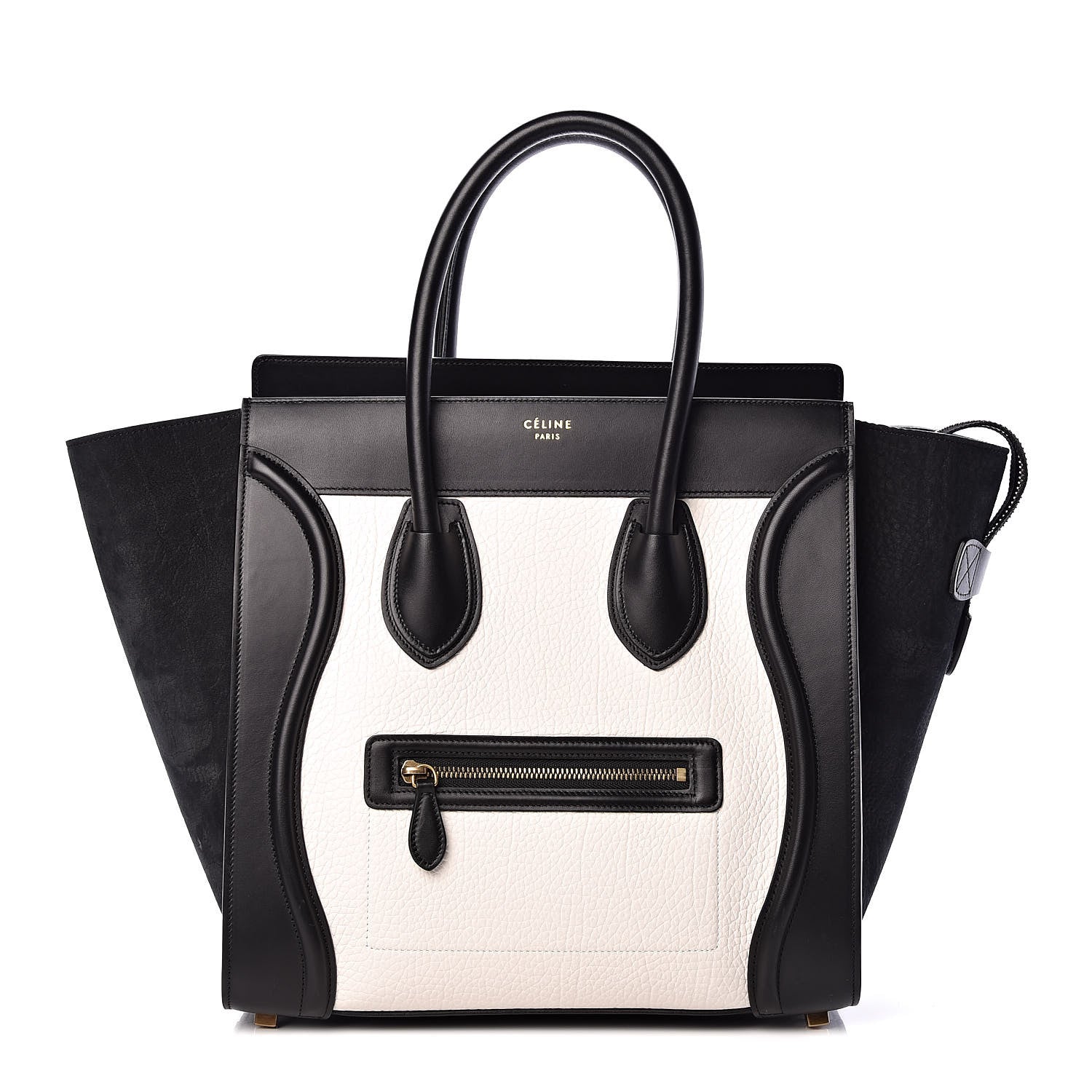 Celine Bullhide Calfskin Mini Bi-Color Luggage Black White 1 of 12