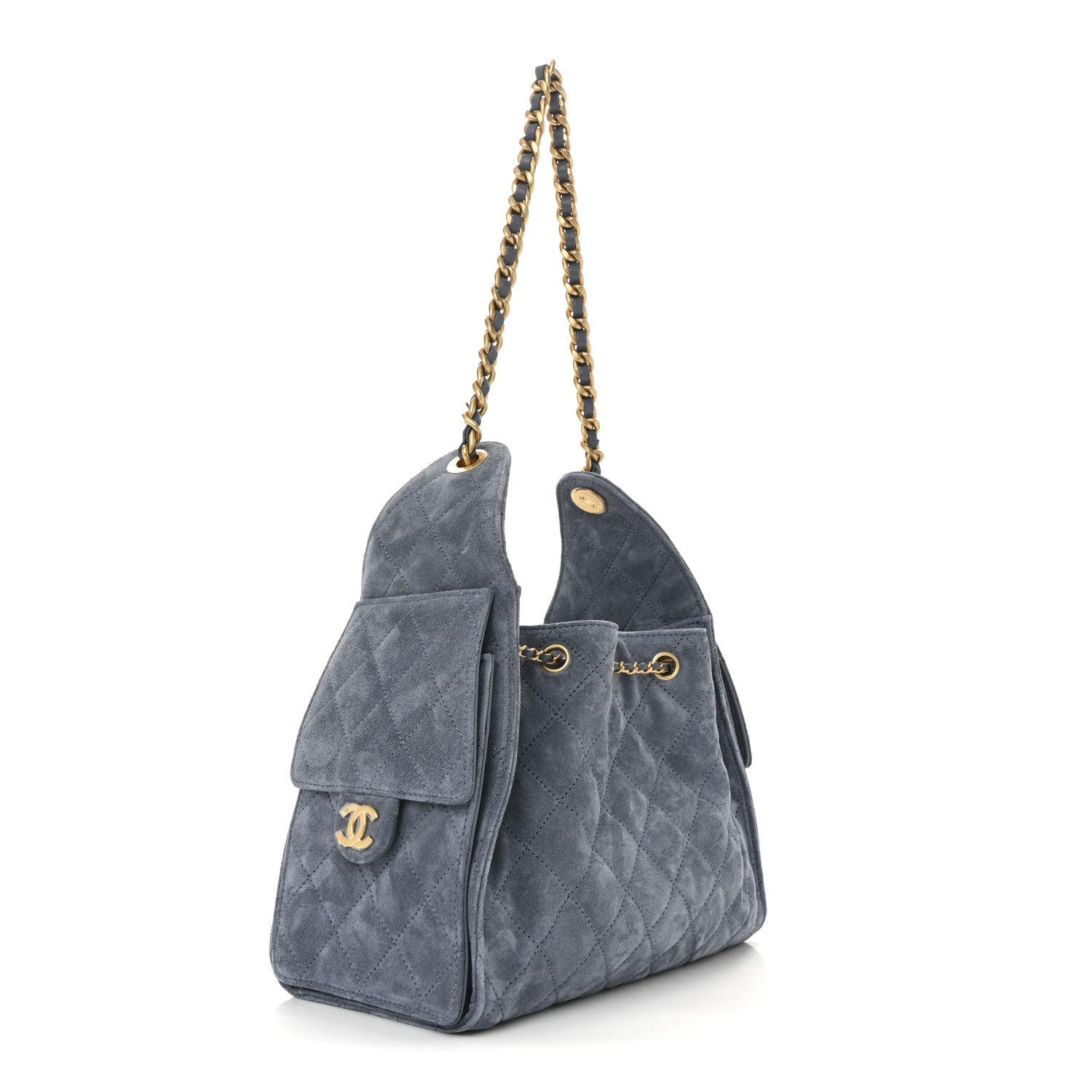 Chanel Suede Quilted Small Chanel 25 Handbag Blue 3 of 10