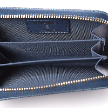 Chanel Iridescent Caviar Quilted Zip Coin Purse Blue 5 of 8