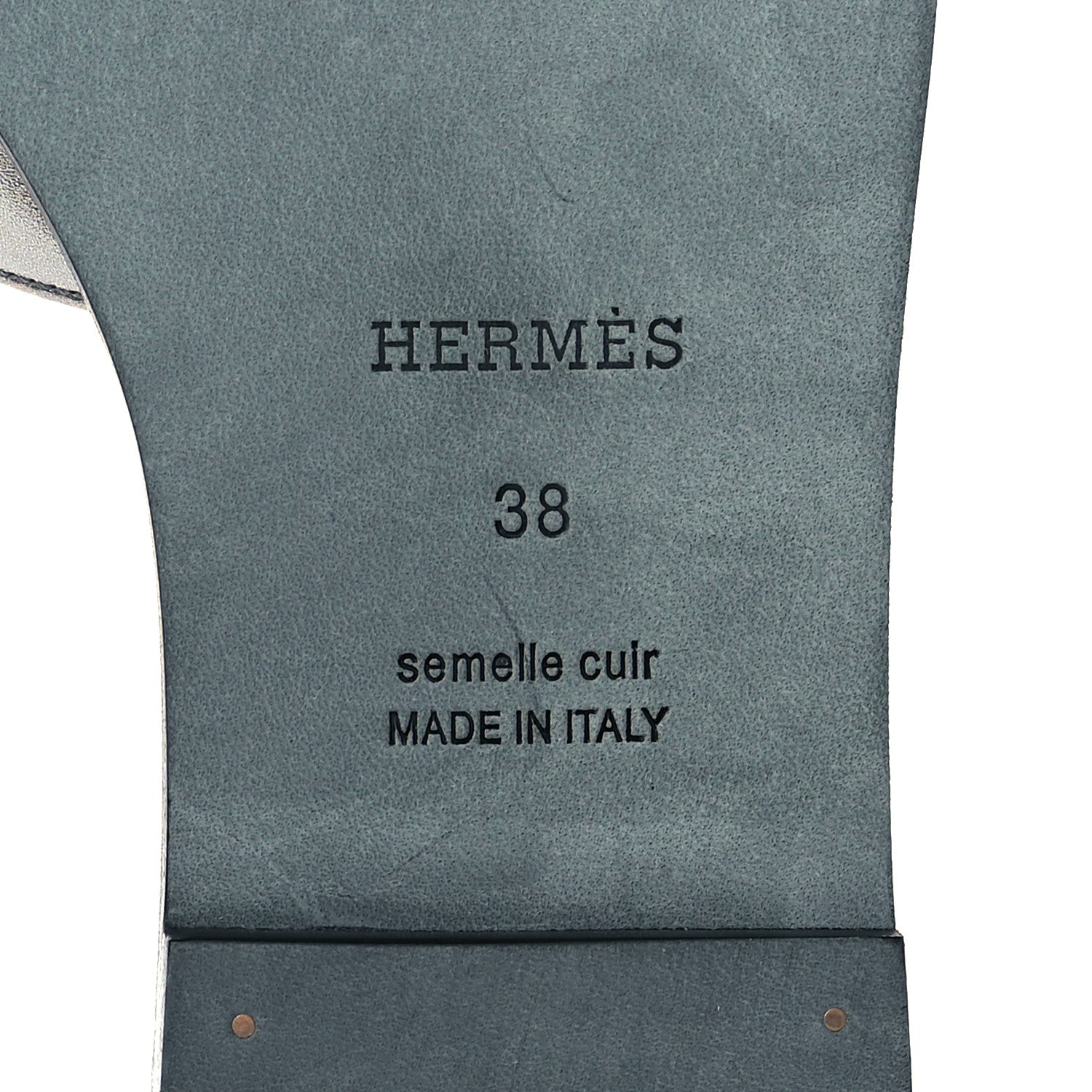 Hermes Metallic Nappa Oran Sandals 38 Gris Argente 6 of 9