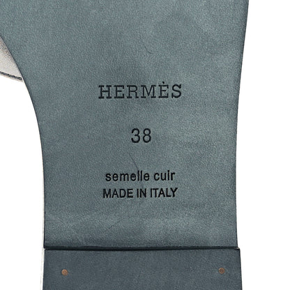Hermes Metallic Nappa Oran Sandals 38 Gris Argente 6 of 9