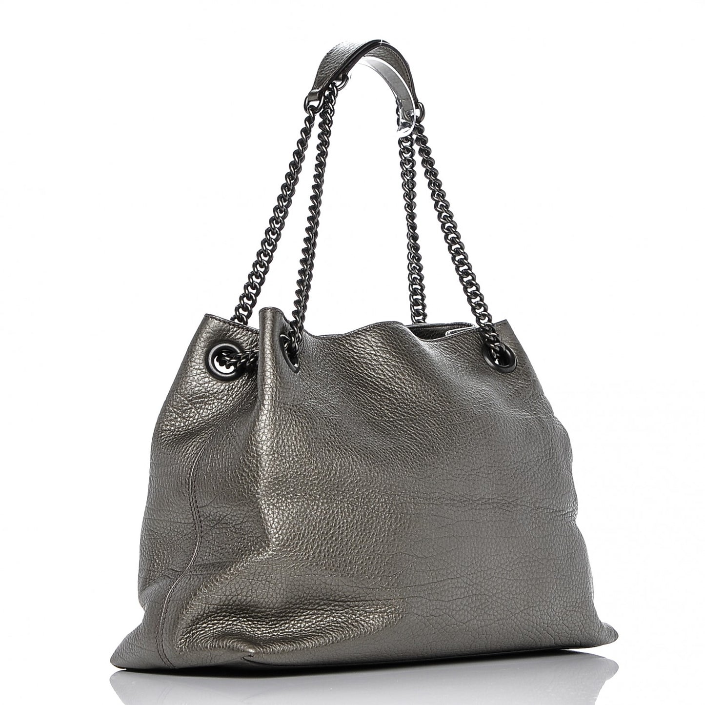 Metallic Pebbled Calfskin Medium Soho Chain Shoulder Bag Sasso