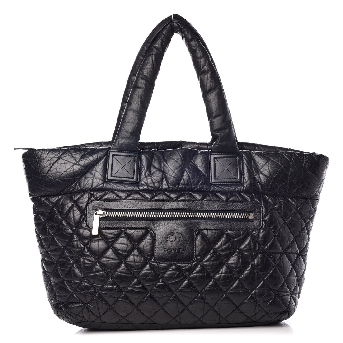 Lambskin Quilted Large Coco Cocoon Tote Navy