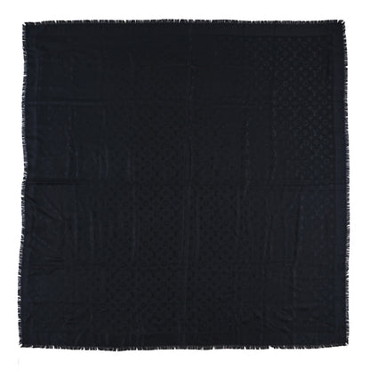 Louis Vuitton LOUIS VUITTON Silk Wool Monogram Shawl Black 1 of 4