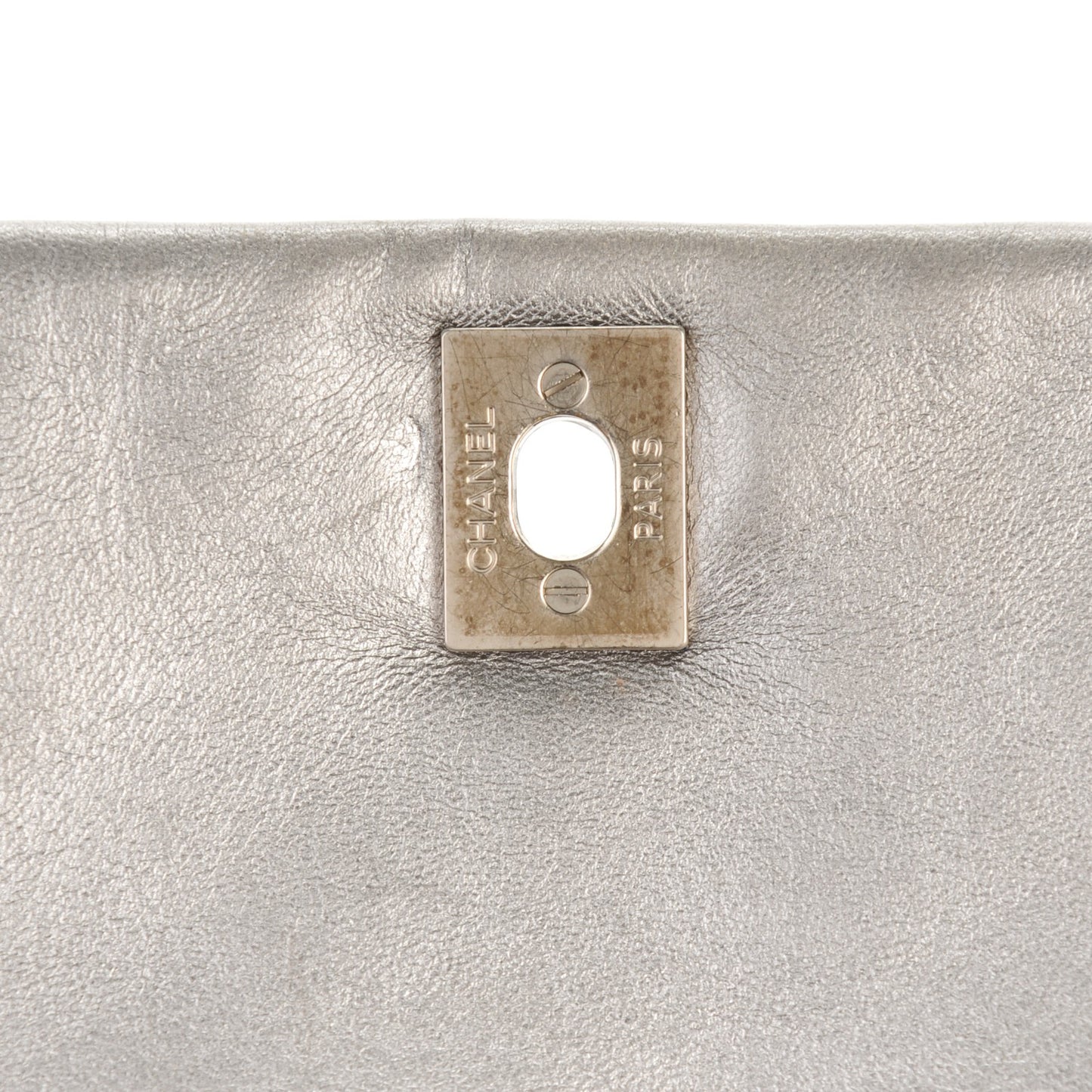 Metallic Lambskin Quilted Medium Leo Lion Flap Clutch Silver