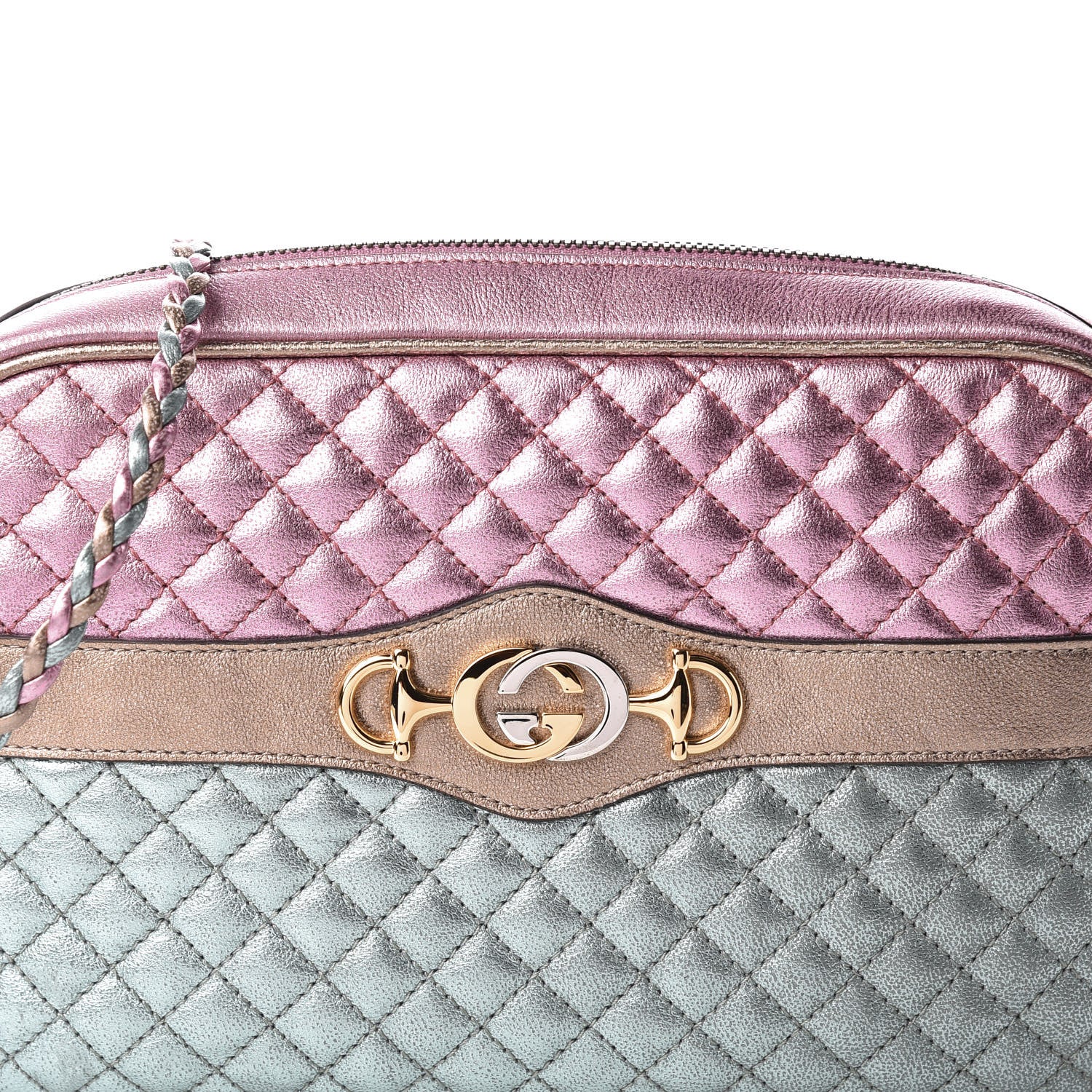 Gucci Laminated Nappa Trapuntata Small Zumi Shoulder Bag Rosa Lago Rame 10 of 10