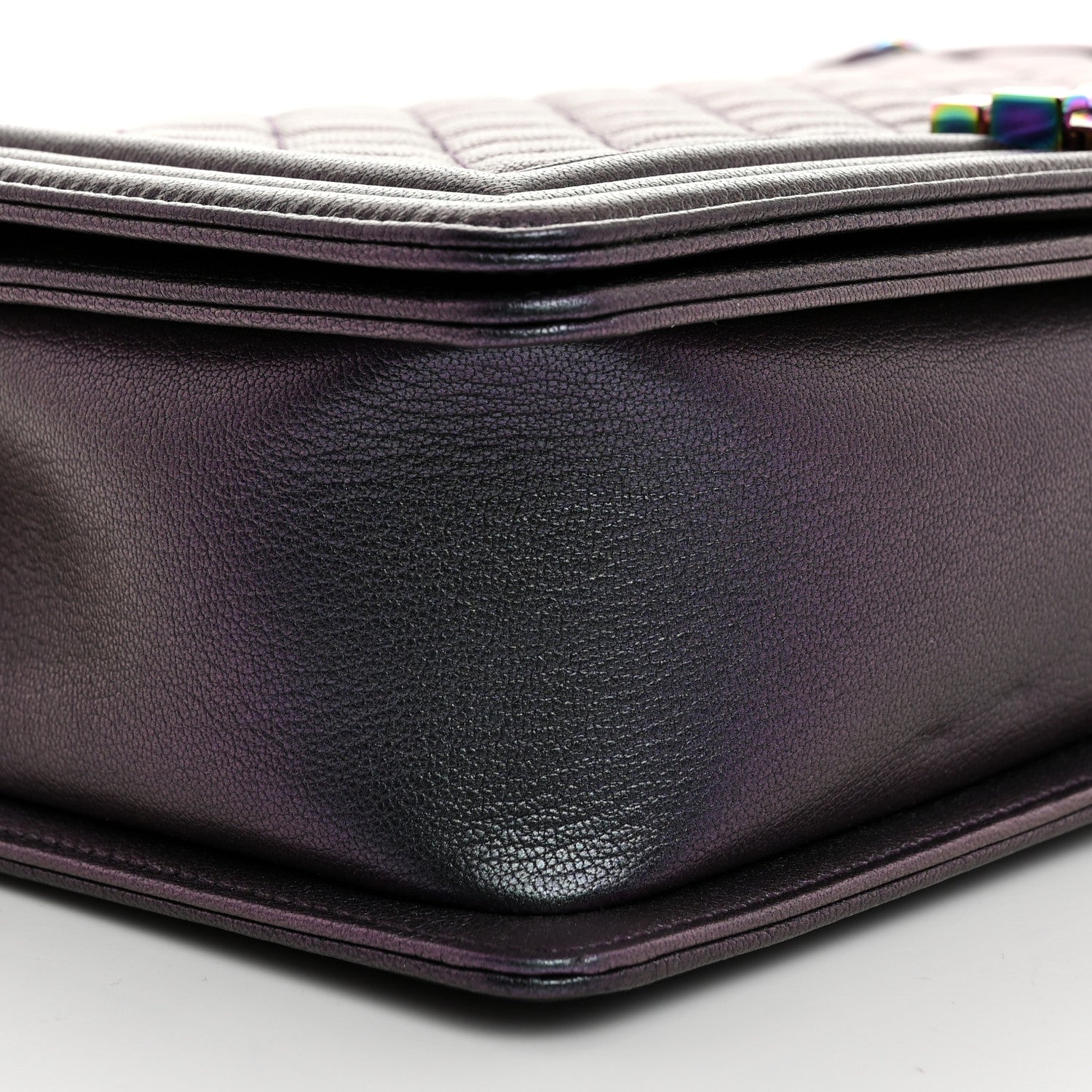 Chanel Iridescent Goatskin Quilted New Medium Boy Flap Purple 9 of 10