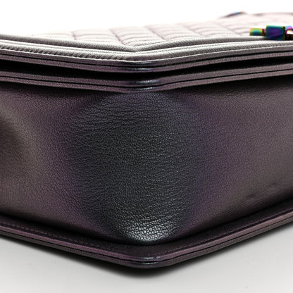Chanel Iridescent Goatskin Quilted New Medium Boy Flap Purple 9 of 10