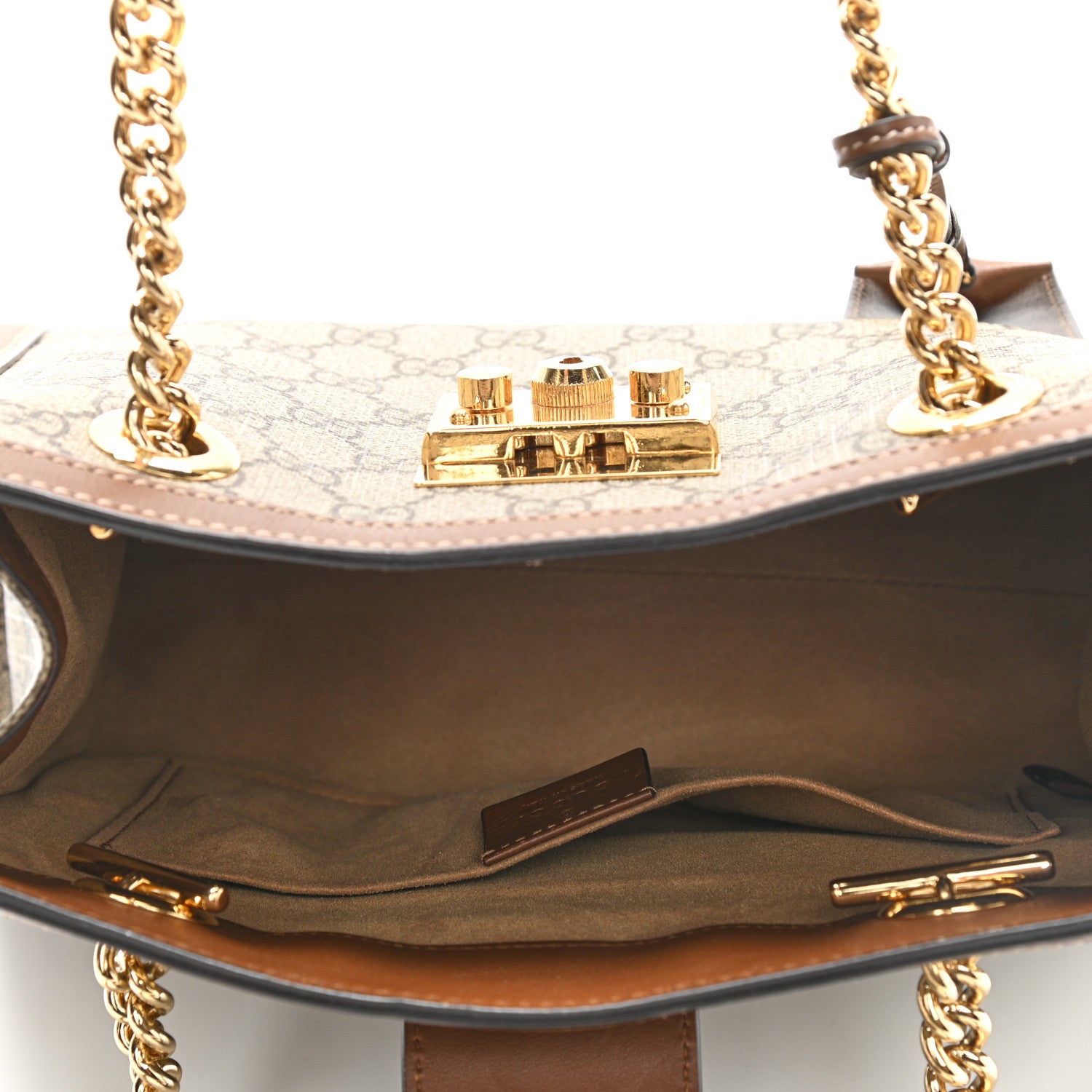 Gucci GG Supreme Monogram Calfskin Small Padlock Tote Beige Ebony Tuscany 6 of 11