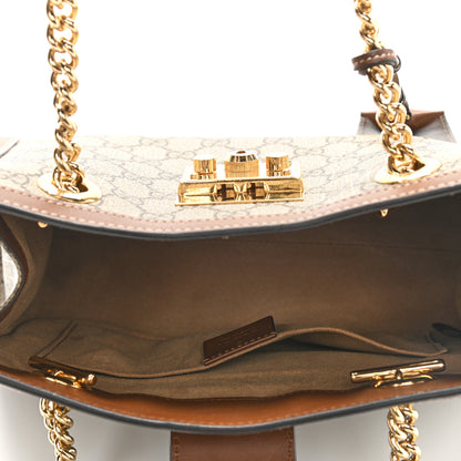 Gucci GG Supreme Monogram Calfskin Small Padlock Tote Beige Ebony Tuscany 6 of 11