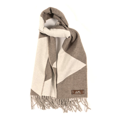 Hermes Cashmere Casaque Zig Zag Muffler Etoupe Ivory 1 of 3