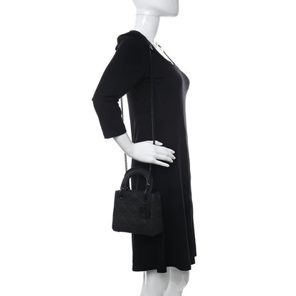 Christian Dior Ultra Matte Calfskin Cannage Mini Lady Dior Black 2 of 9