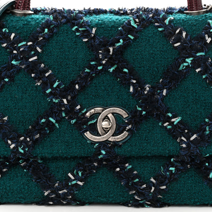 Chanel Tweed Lizard Quilted Small Coco Handle Flap Green Multicolor 8 of 11