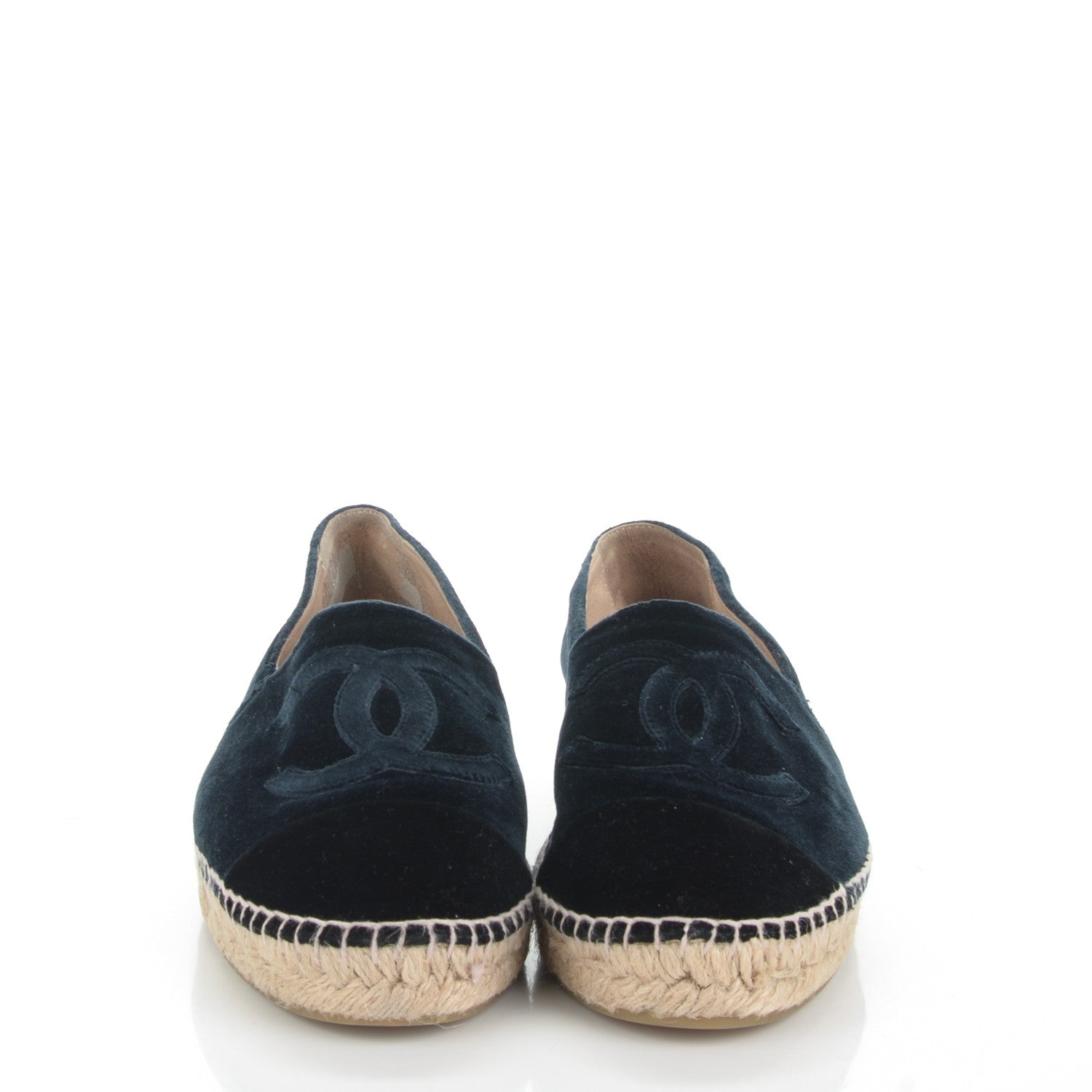 Chanel Velvet CC Espadrilles 40 Dark Navy Black 2 of 10