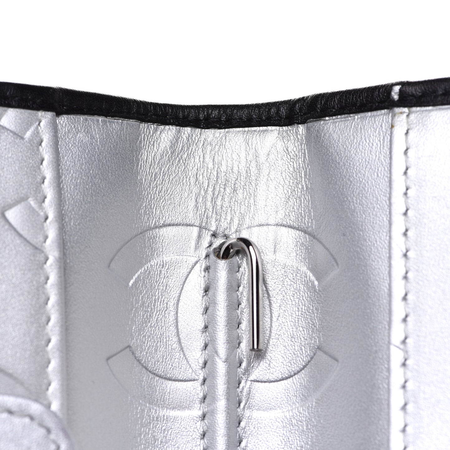 Calfskin Quilted Large Cambon Agenda Planner Black Silver