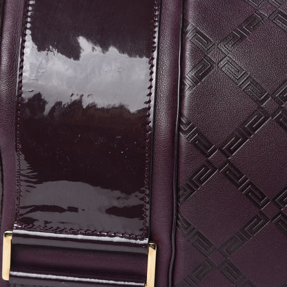 Versace Calfskin Greca Argyle Embossed Patent Medusa Bowler Satchel Purple 11 of 12