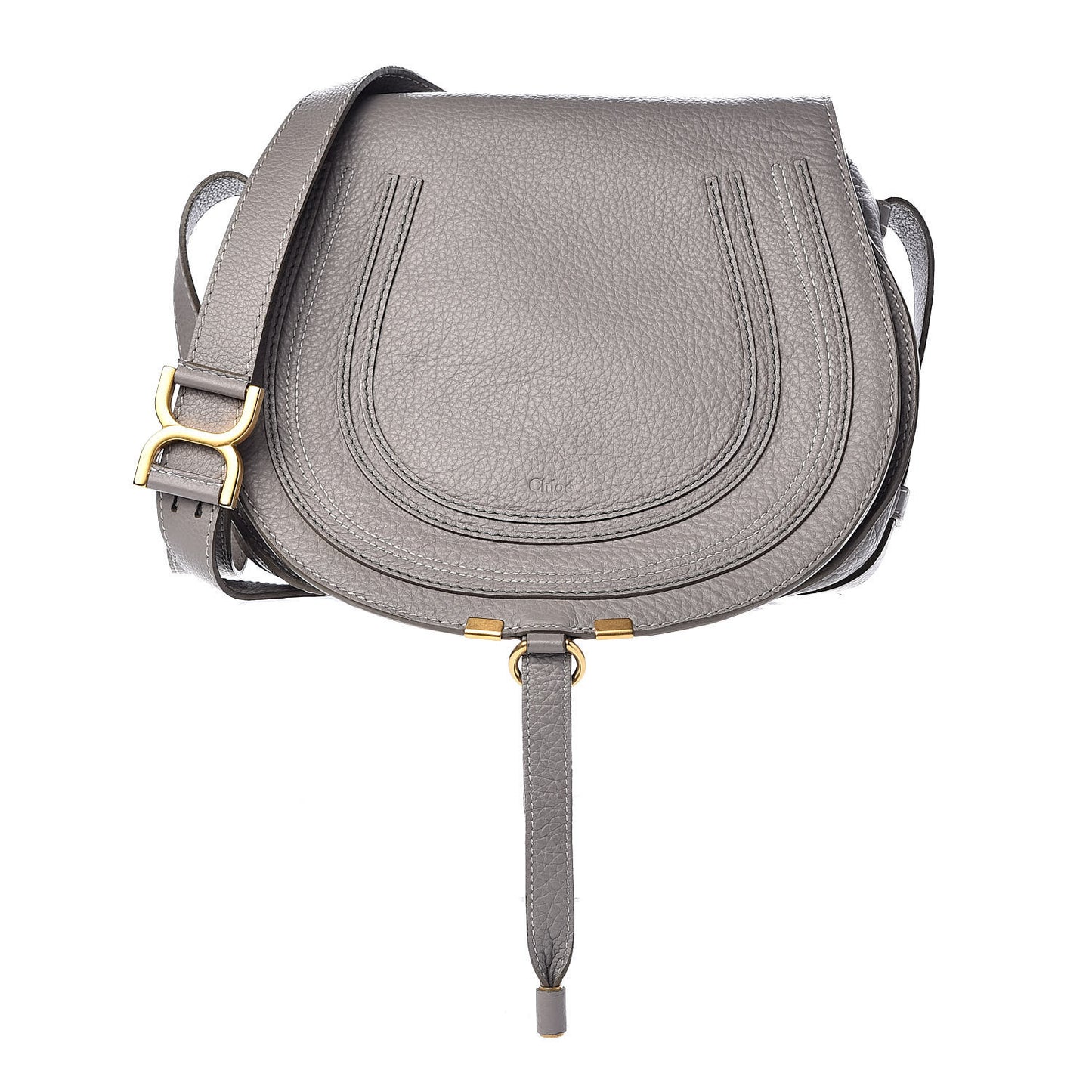 Calfskin Medium Marcie Round Crossbody Bag Cashmere Grey