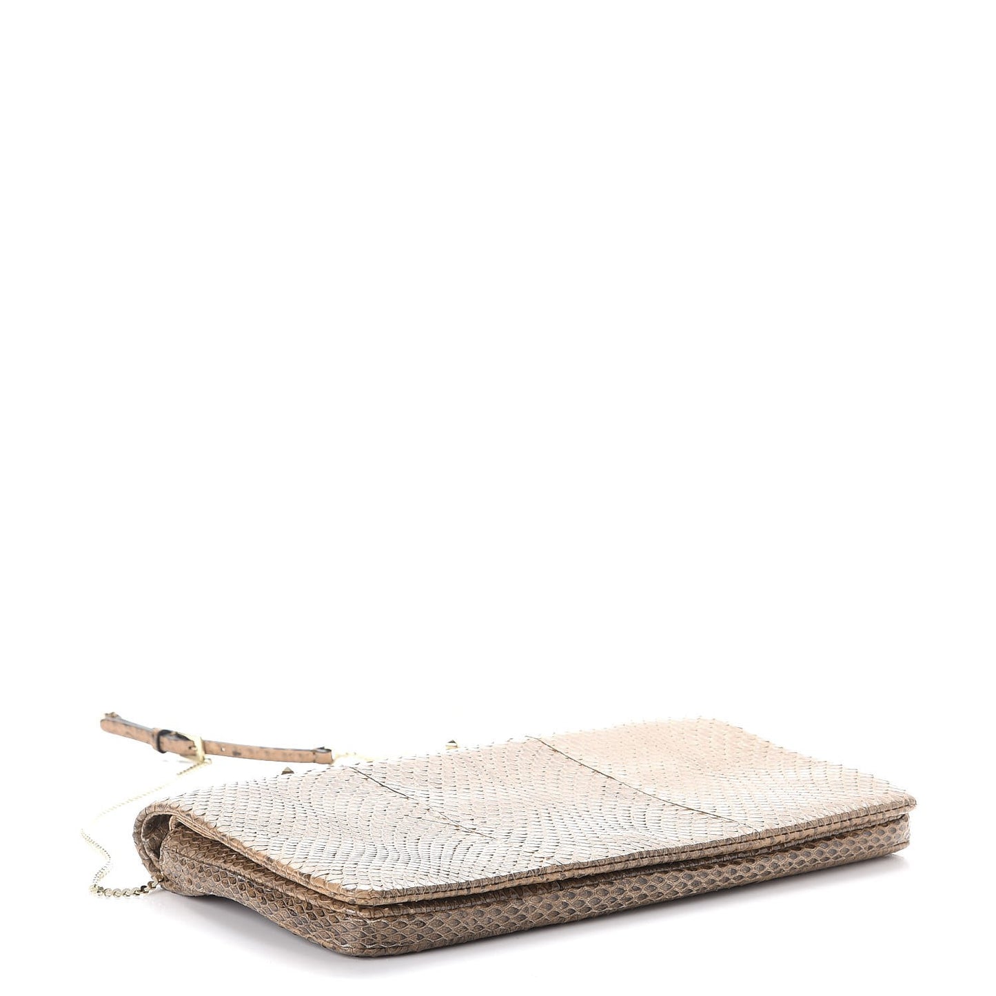 Python Crystal Rockstud Shoulder Bag Beige