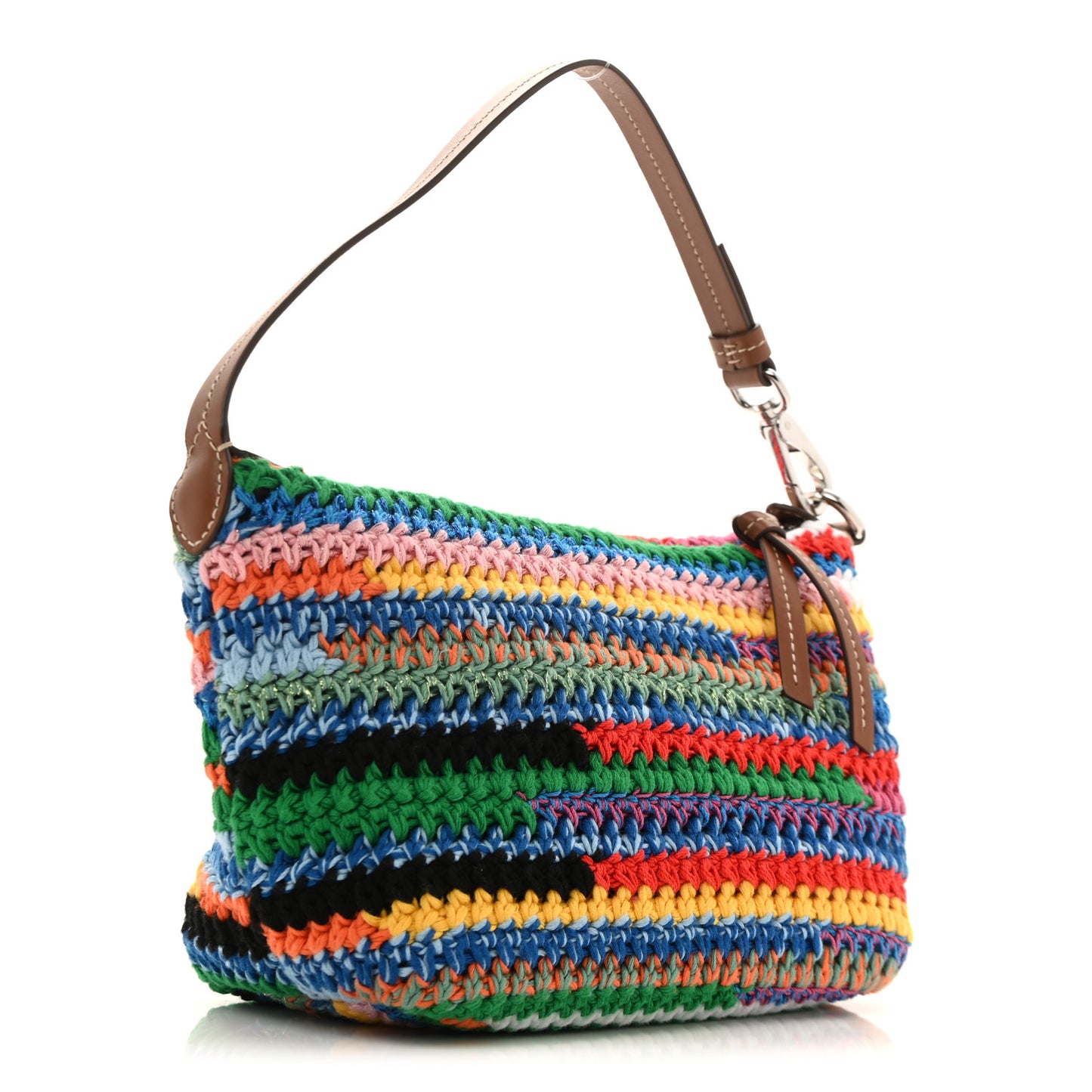 Fabric Crochet Pouch Multicolor Multicolor