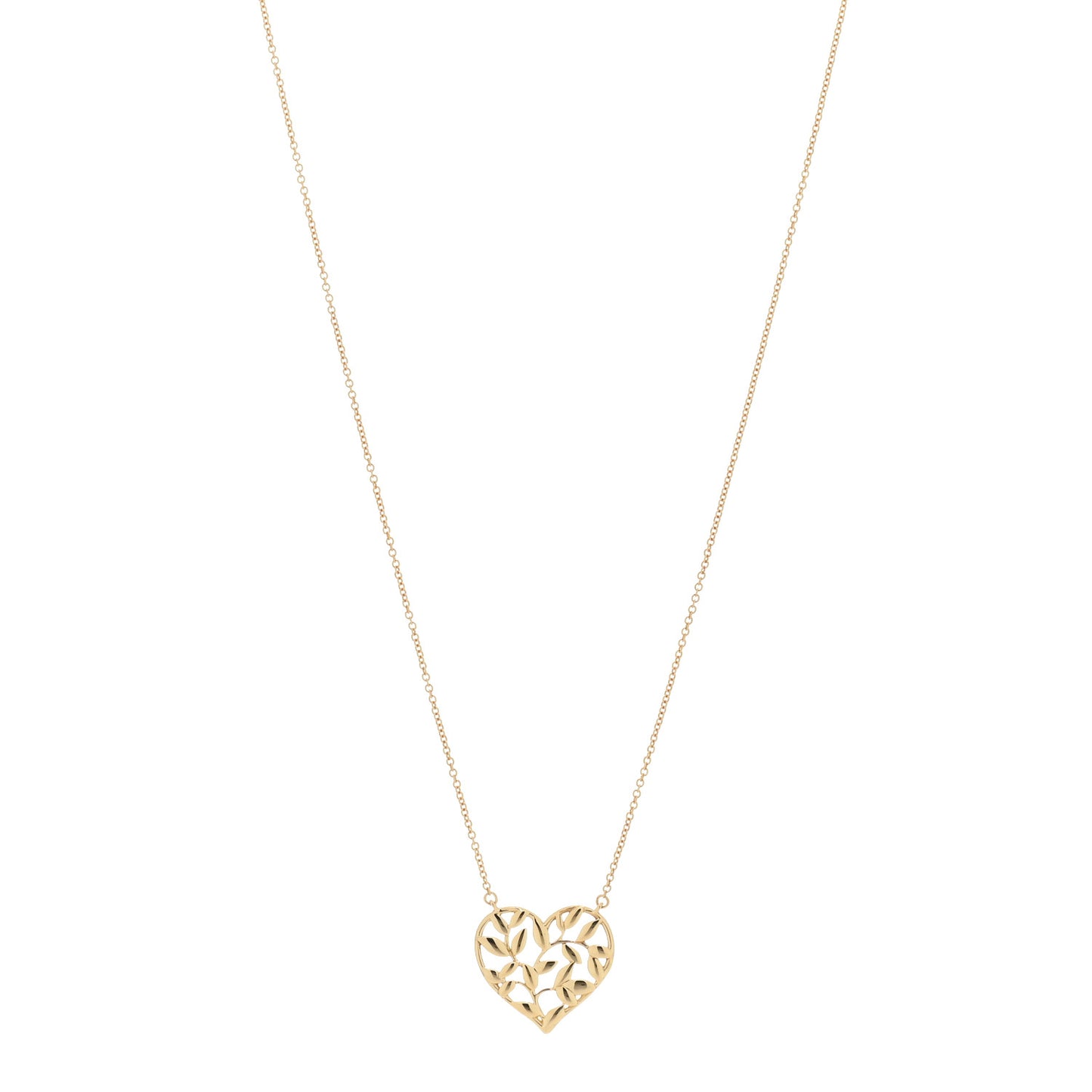 18K Yellow Gold Paloma Picasso Olive Leaf Heart Pendant Necklace